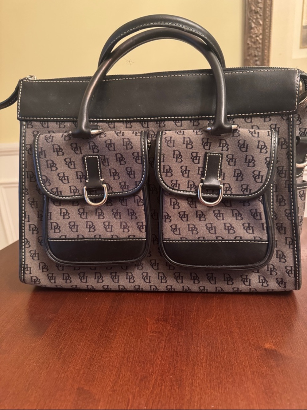 Dooney & Bourke Monogram Satchel Bag - Black and Gray